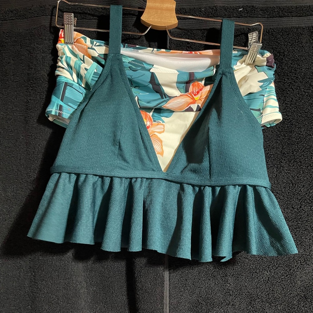 Teal Ruffled Women's Bathing Suit